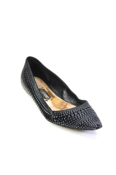 Tom Ford Women's Suede Studded Point Toe Flats Navy Size 9