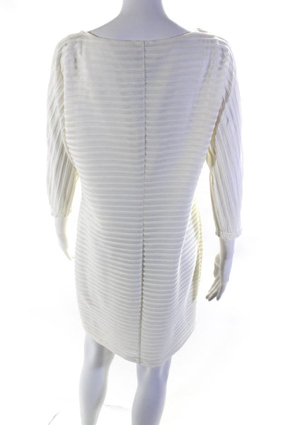 Calvin Klein Womens Textured Knit Long Sleeve Pullover Shift Dress White Size 12