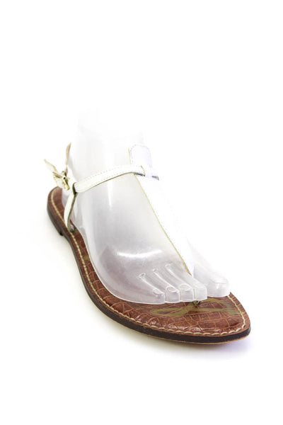 Sam Edelman Womens Leather T-Strap Buckle Up Sandals Flats White Size 9.5