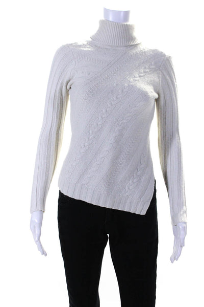 Milly Womens Asymmetrical Cable Sweater White Size 10 14214061