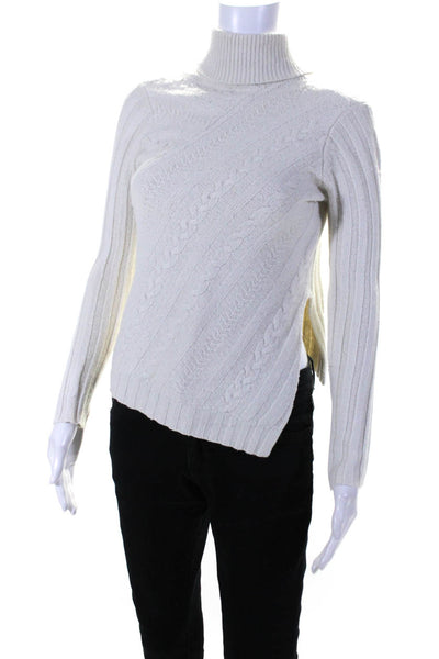 Milly Womens Asymmetrical Cable Sweater White Size 10 14214061