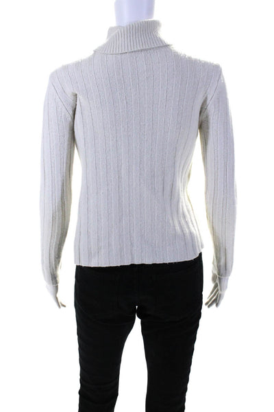 Milly Womens Asymmetrical Cable Sweater White Size 4 14211682