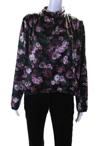 Badgley Mischka Womens Peony Printed Top Black Size 16 14193368