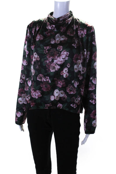 Badgley Mischka Womens Peony Printed Top Black Size 10 14193342