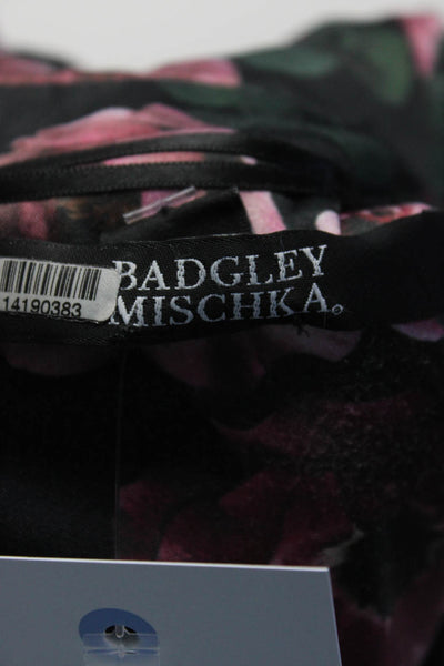Badgley Mischka Womens Peony Printed Top Black Size 6 14190383