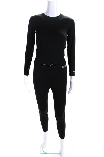 Terramar Women's Long Sleeve Slim Fit Athletic T-shirt Leggings Set Black Size S
