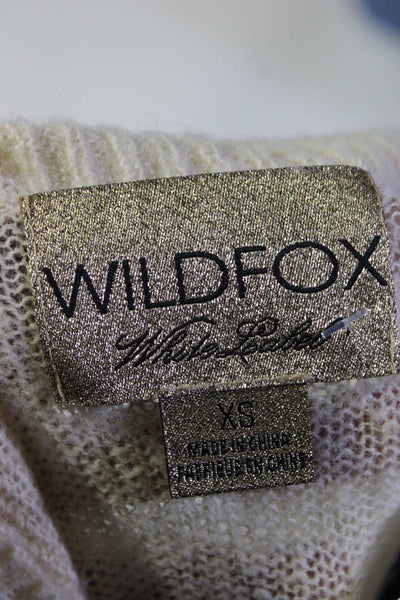 Wildfox Womens Polka Dot Round Neck Thin Knit Pullover Sweater Tan Black Size XS