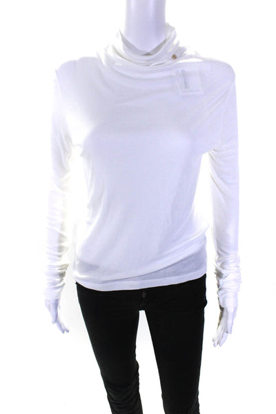 Anine Bing Womens Lia Long Sleeve Turtleneck Top Tee Shirt White Size Small