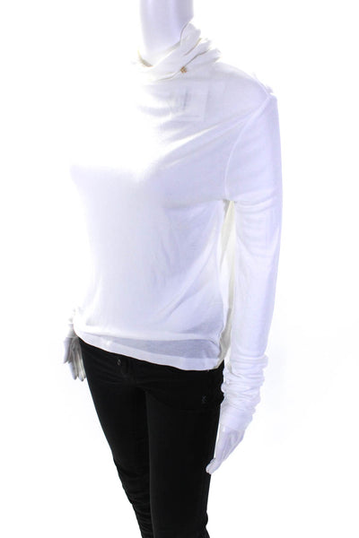 Anine Bing Womens Lia Long Sleeve Turtleneck Top Tee Shirt White Size Small