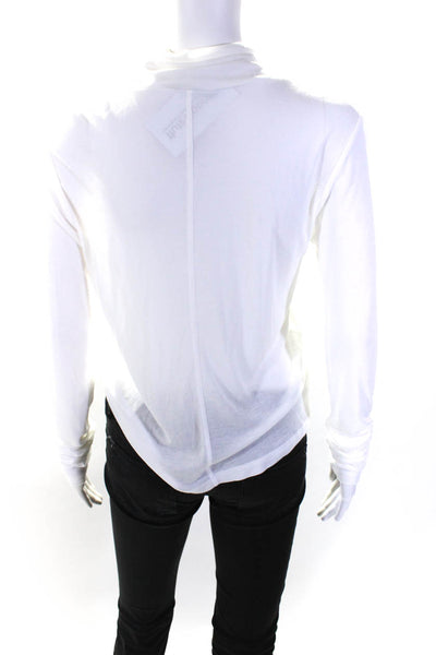Anine Bing Womens Lia Long Sleeve Turtleneck Top Tee Shirt White Size Small