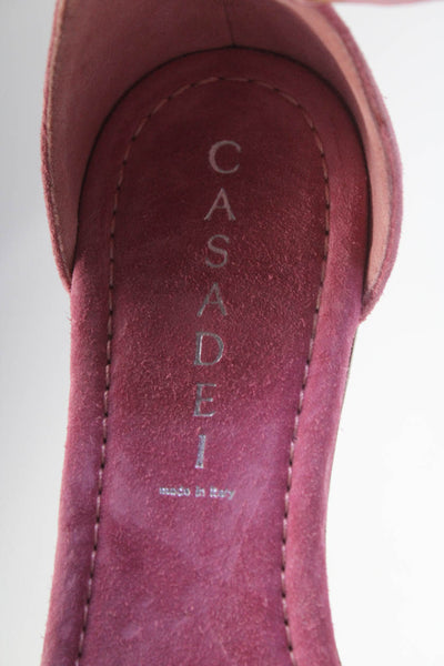 Casadei Women's Suede Embellished Flat Sandals Pink Size 7
