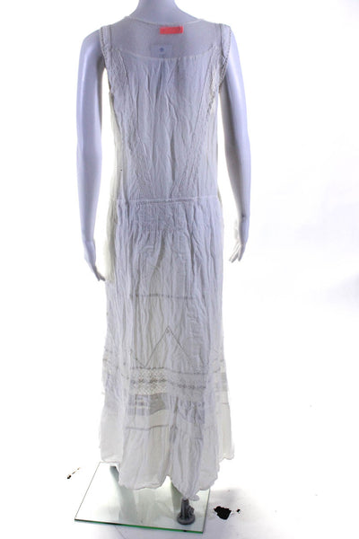 Ba&Sh Women's Cotton Mesh Panel Embroidered V-Neck Maxi Dress White Size 1