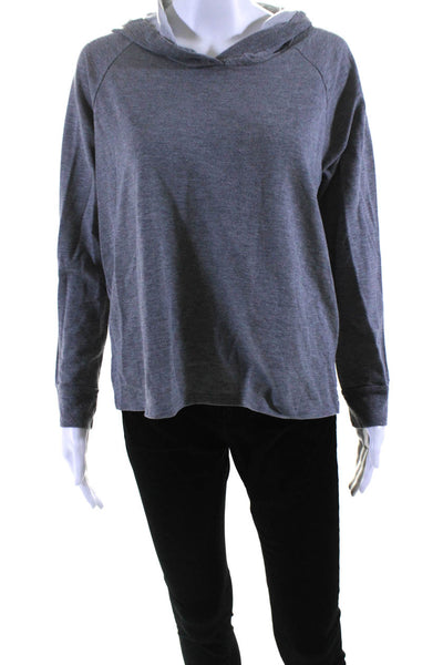 Nicole Miller Womens V-Neck Long Sleeve Pullover Hoodie Gray Size L