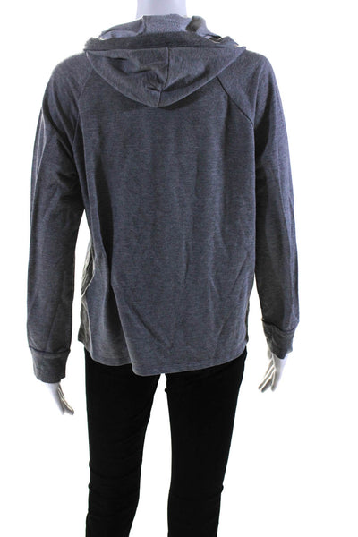 Nicole Miller Womens V-Neck Long Sleeve Pullover Hoodie Gray Size L