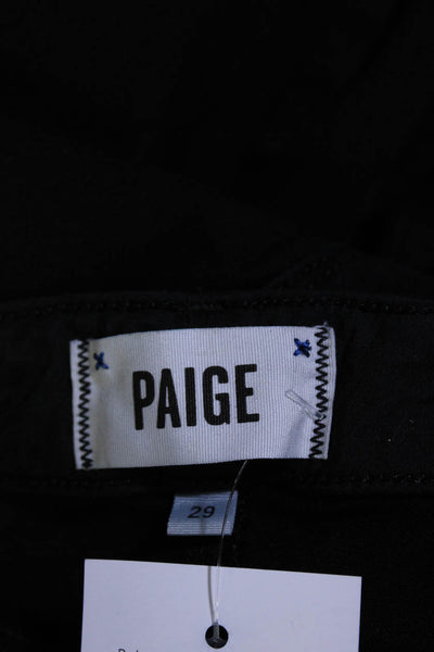Paige Womens Buttoned Zipped Fringed Hem Bootcut Leg Pants Black Size EUR29