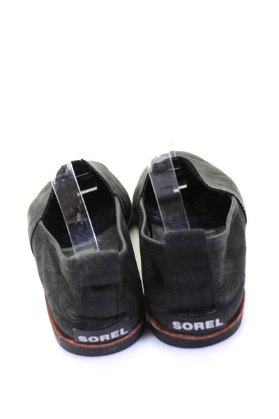 Sorel Womens Slip On Round Toe Loafers Black Leather Size 10