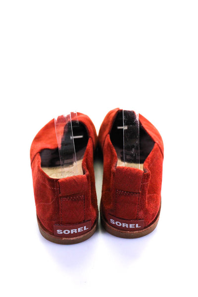 Sorel Womens Slip On Round Toe Loafers Red Suede Size 10