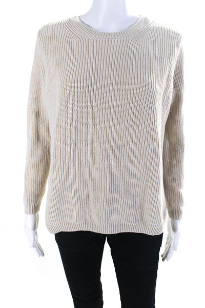 525 Womens Long Sleeves Crew Neck Pullover Sweater Beige Cotton Size Small