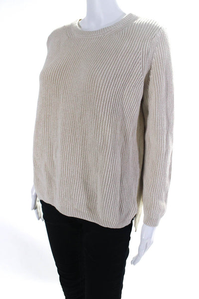 525 Womens Long Sleeves Crew Neck Pullover Sweater Beige Cotton Size Small