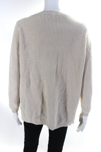 525 Womens Long Sleeves Crew Neck Pullover Sweater Beige Cotton Size Small