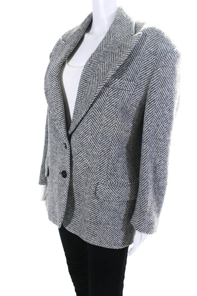 Gucci Womens 2020 Gray Herringbone Wool Two Button Long Sleeve Blazer Coat Size