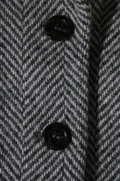 Gucci Womens 2020 Gray Herringbone Wool Two Button Long Sleeve Blazer Coat Size