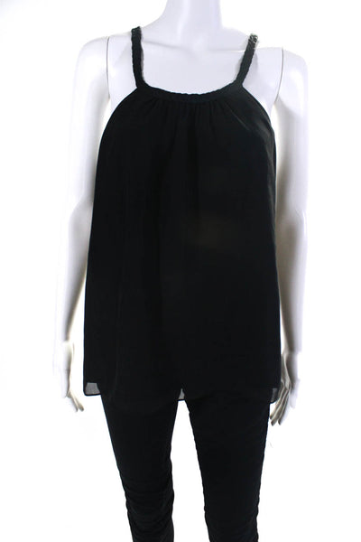 7 For All Mankind Womens Black Silk Scoop Neck Sleeveless Blouse Top Size S