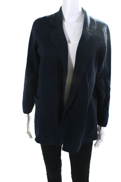 J Crew Womens Navy Cotton Collar Open Front Cardigan Sweater Top Size XS