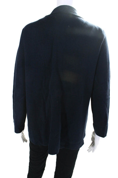 J Crew Womens Navy Cotton Collar Open Front Cardigan Sweater Top Size XS