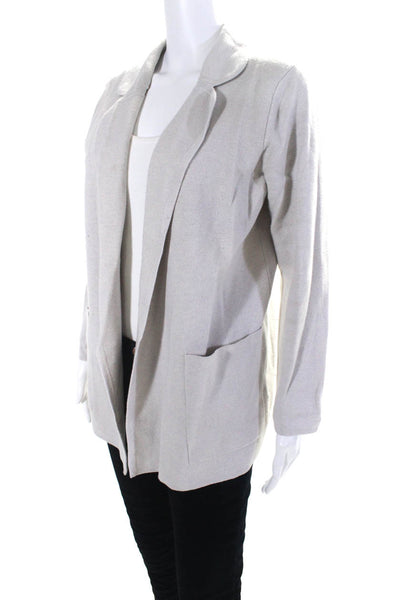 J Crew Womens Beige Cotton Collar Open Front Pocket Cardigan Sweater Top Size XS