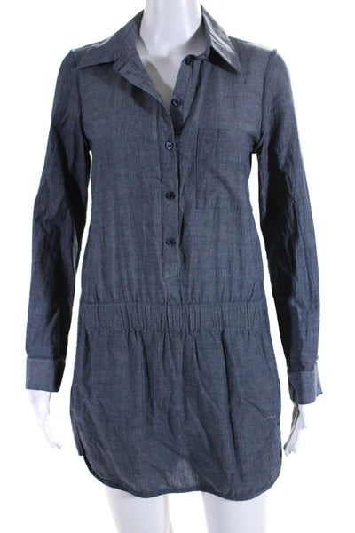 Thakoon Collective Womens Chambray Shirt Collar Romper Blue Size 4 13970252