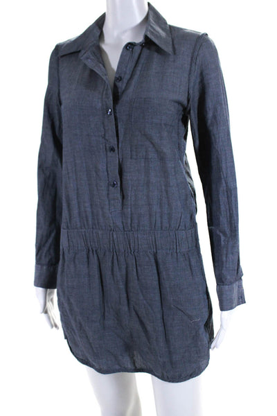 Thakoon Collective Womens Chambray Shirt Collar Romper Blue Size 2 13954905