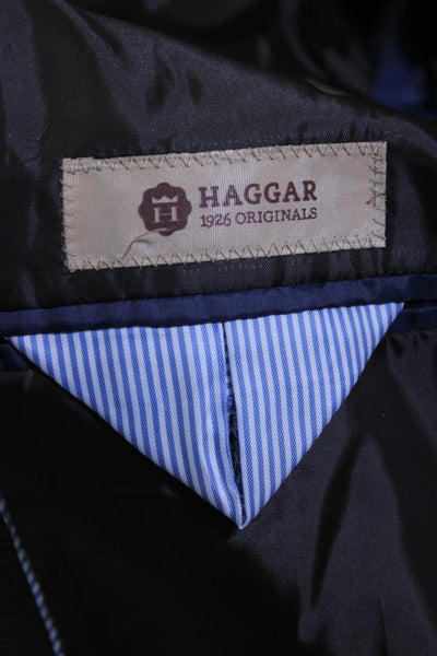 Haggar Mens Glen Striped Buttoned Collared Long Sleeve Blazer Brown Size EUR42