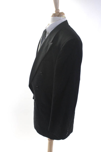 Fiori Mens Wool Darted Double Breast Buttoned Blazer Jacket Black Size EUR42