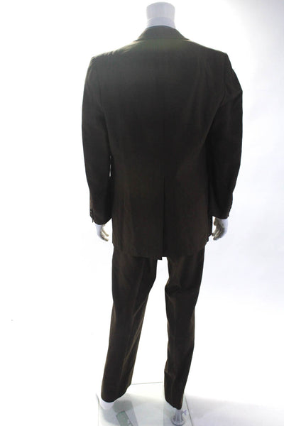 Philippe Laurent Mens Darted Buttoned Collared Blazer Pants Set Brown Size EUR46