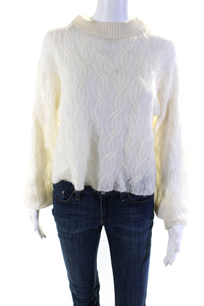 Sport the Kooples Women's Cable Knit Long Sleeve Pullover Sweater Cream Size 2