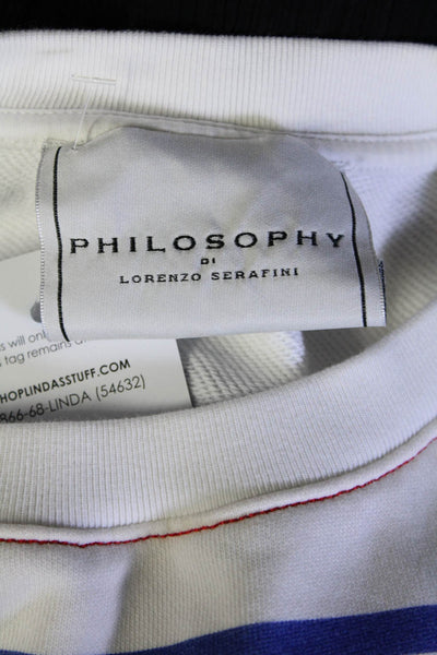 Philosophy di Lorenzo Serafini Womens Ruffle LogoTshirt White Size 6 13585338
