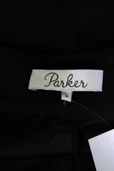 Parker Women's Pleated Tapered Gathered Hem Slacks Black Size 4