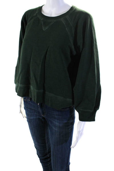 Veronica Beard Women's Cotton Long Sleeve Crewneck T-shirt Green Size M