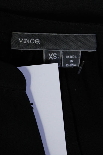 Vince Women's Short Sleeve V-Neck Blouse Black Size XS