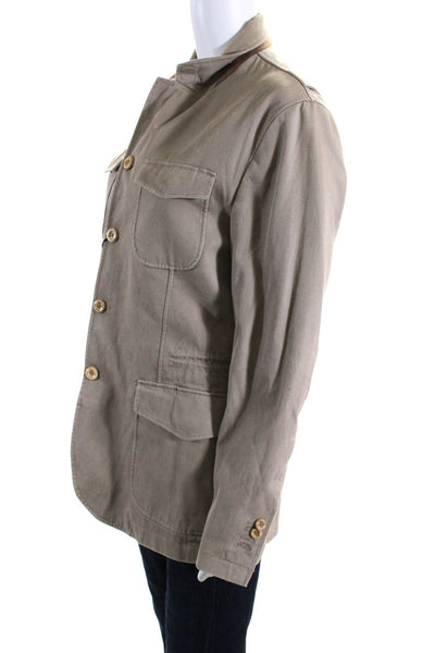 Massimo Dutti Womens Zippered Drawstring Waist Buttoned Jacket Beige Size S