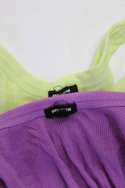 Monrow Womens Ribbed Knit Crop Tank Tops Tees Purple Size M Lot 2