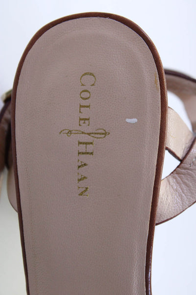 Cole Haan Womens Orange Brown Ankle Strap High Heels Sandals Shoes Size 8B
