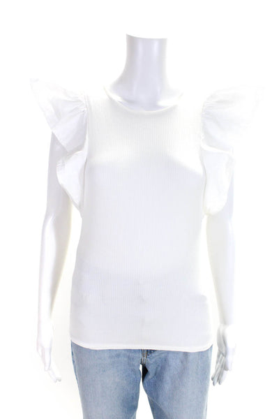 Sundays In Brooklyn Womens Butterfly Sleeves Blouse White Size Small