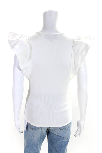 Sundays In Brooklyn Womens Butterfly Sleeves Blouse White Size Small