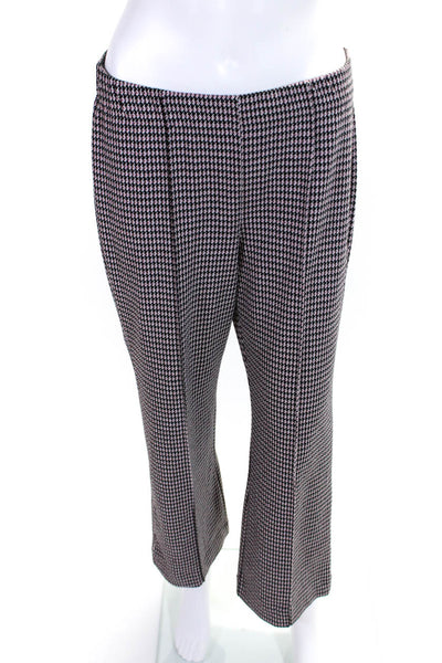 Eva Franco Womens Houndstooth Print Top Stitch Dress Trousers Multicolor Size M