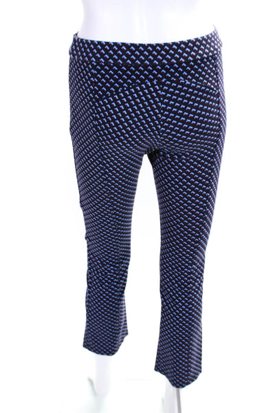 Tory Sport Womens Geometric Print Flared Hem Dress Pants Trousers Blue Size S