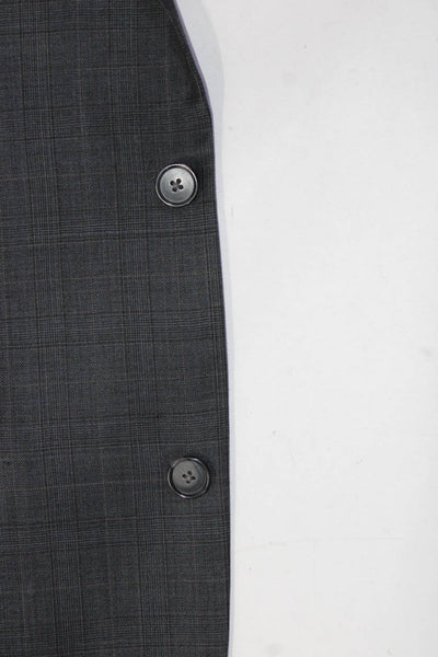 Black Brown 1826 Mens Wool Glen Plaid Two Button Blazer Jacket Gray Size 44R