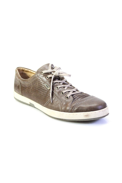 Josef Seibel Mens Perforated Leather Low Top Lace Up Sneakers Brown Size 15