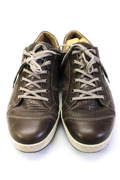 Josef Seibel Mens Perforated Leather Low Top Lace Up Sneakers Brown Size 15